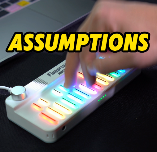 Assumptions played on Fingersonic Keys smart MIDI keyboard with colorful LED keys in a hands-on tutorial video
