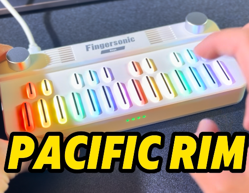 Pacific Rim BGM played on Fingersonic Keys smart MIDI keyboard with colorful LED keys in a hands-on performance scene