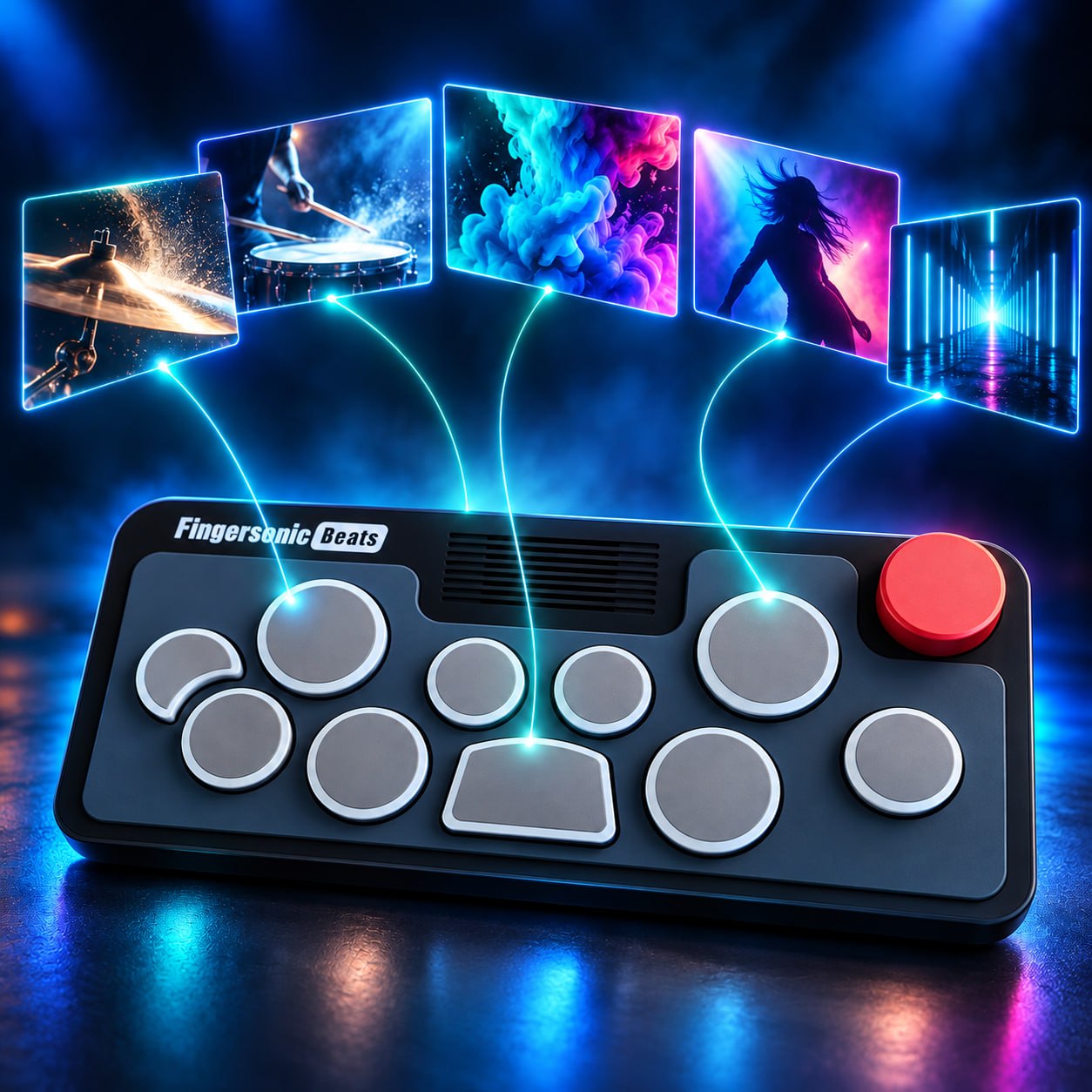 Fingersonic Beats video sampler - each pad triggers a video clip with MIDI in Logic Pro